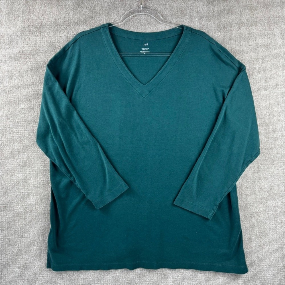 J. Jill Simply Supima XL Women Tunic Green V-Neck Cotton Casual Soft Layering
